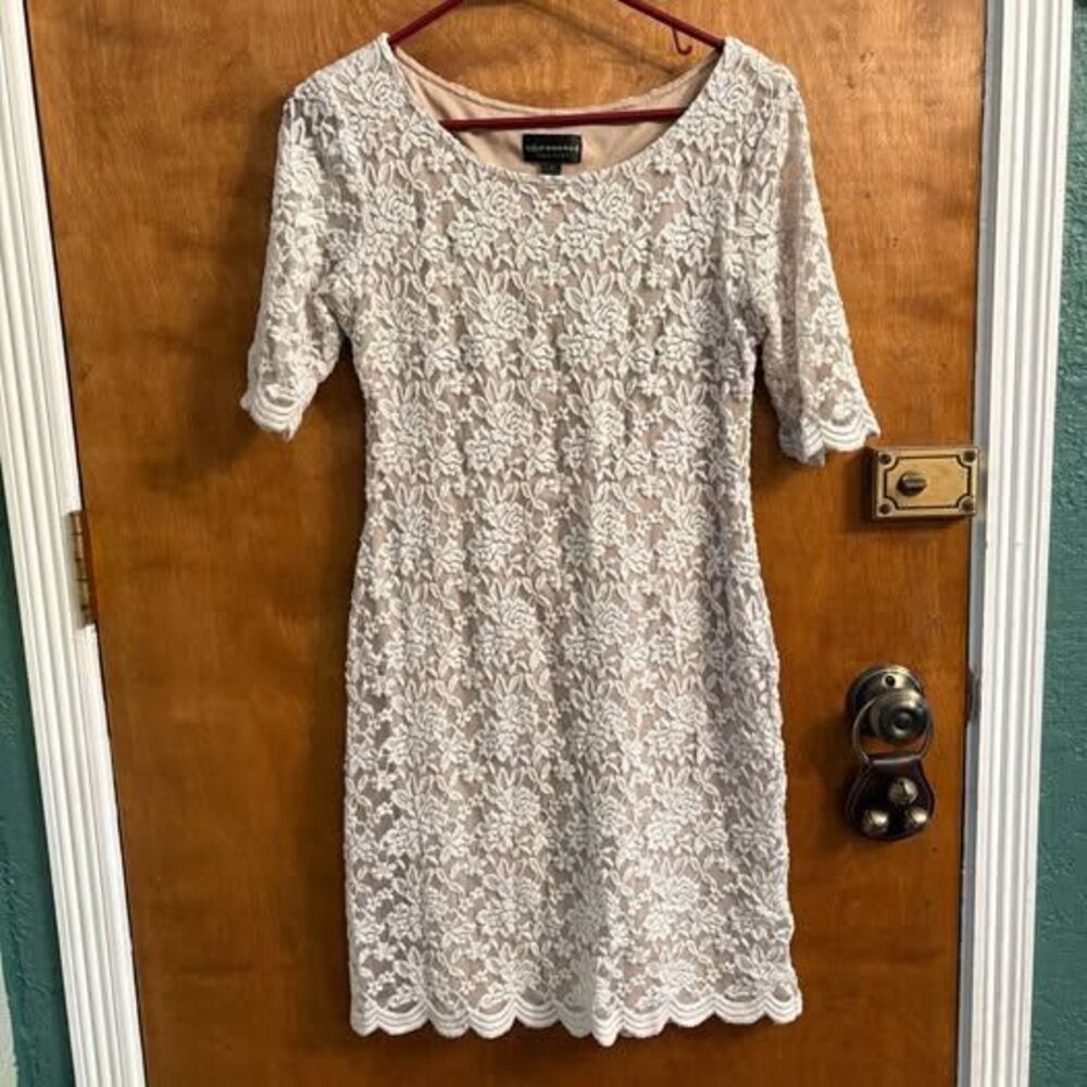 White Lace Connected Apparel Dress Wedding Bach Easter Short 3/4 Scoop Women's 6